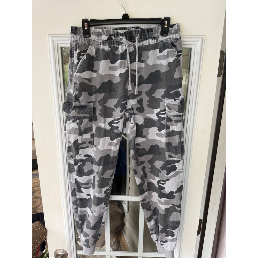 Streetwear Society Womens Pants Jogger Cargo Light Camouflage Size L - read